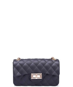Quilted Matte Jelly Small Crossbody  7047 BLACK